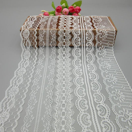 10 Yards White Lace Ribbon Tape (40MM Wide) k