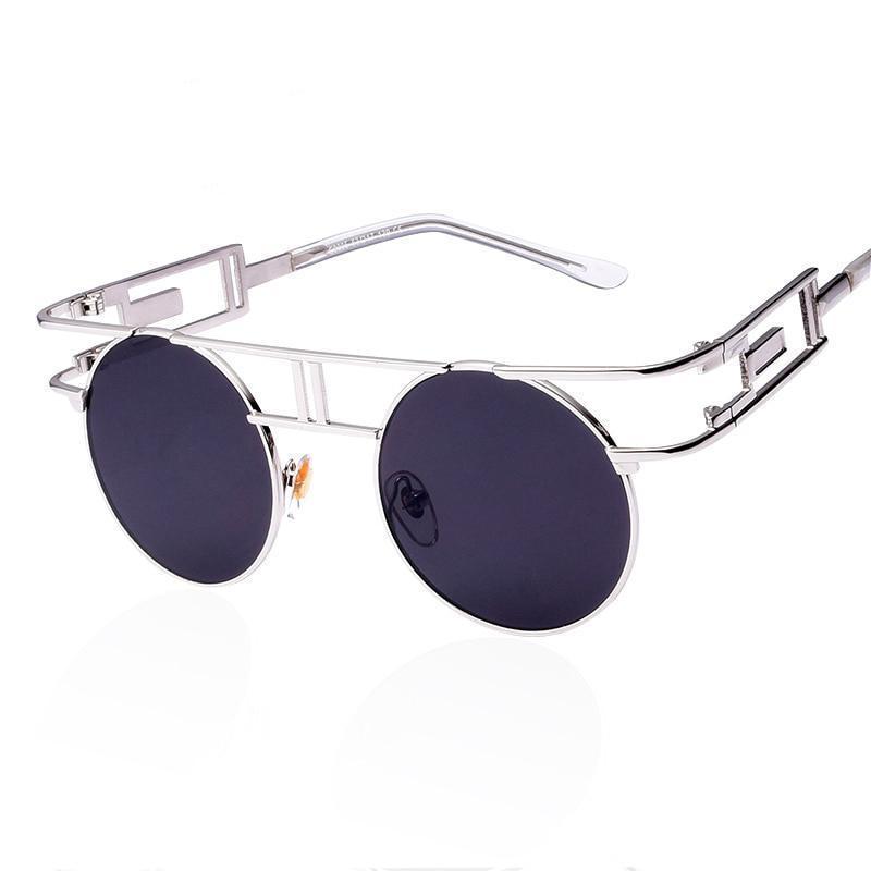 Rectangular Geometric Metal Frame Round Sunglasses Sunglasses NO1