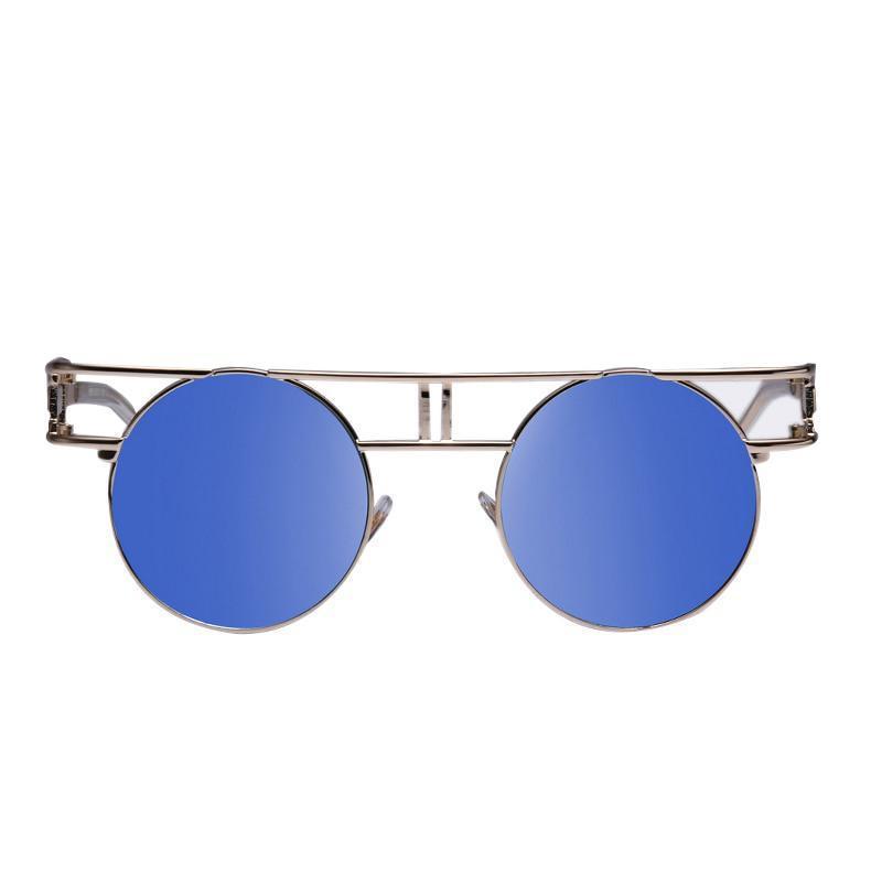 Rectangular Geometric Metal Frame Round Sunglasses Sunglasses NO1