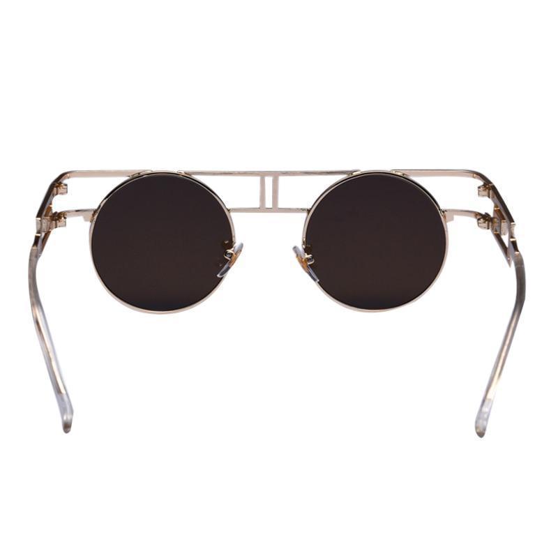 Rectangular Geometric Metal Frame Round Sunglasses Sunglasses NO1