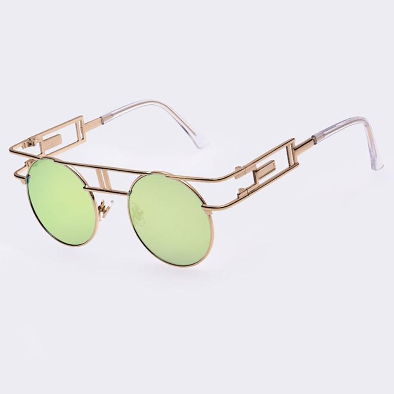 Rectangular Geometric Metal Frame Round Sunglasses Sunglasses NO1