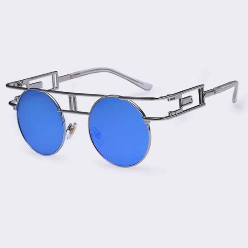 Rectangular Geometric Metal Frame Round Sunglasses Sunglasses NO2