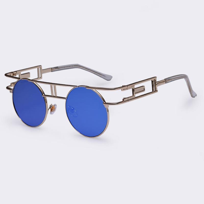 Rectangular Geometric Metal Frame Round Sunglasses Sunglasses NO5