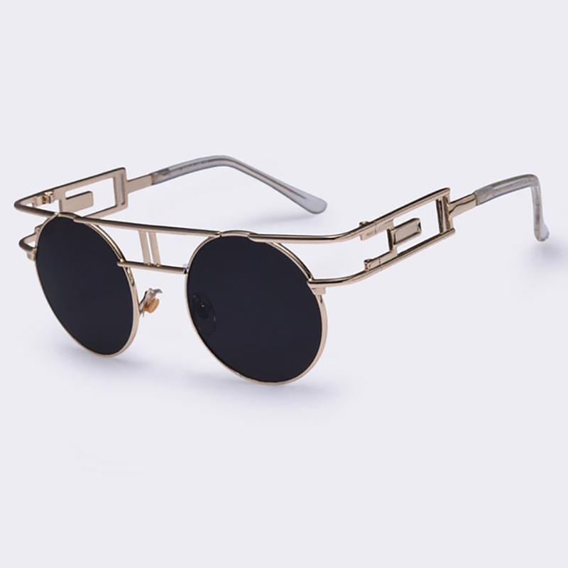 Rectangular Geometric Metal Frame Round Sunglasses Sunglasses NO6