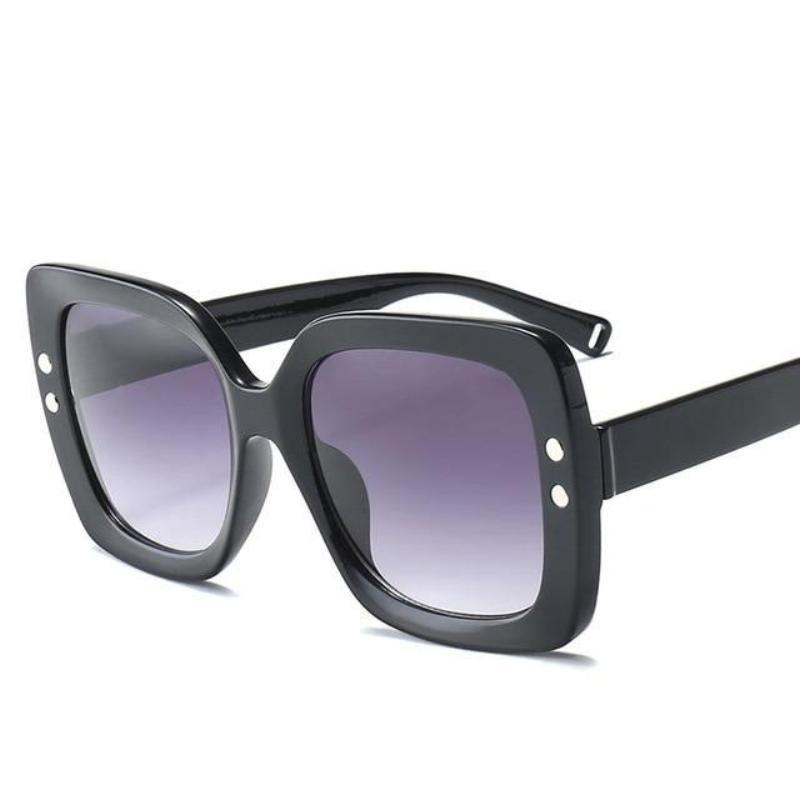 Retro Bold Frame Sunglasses Sunglasses Black / as picture