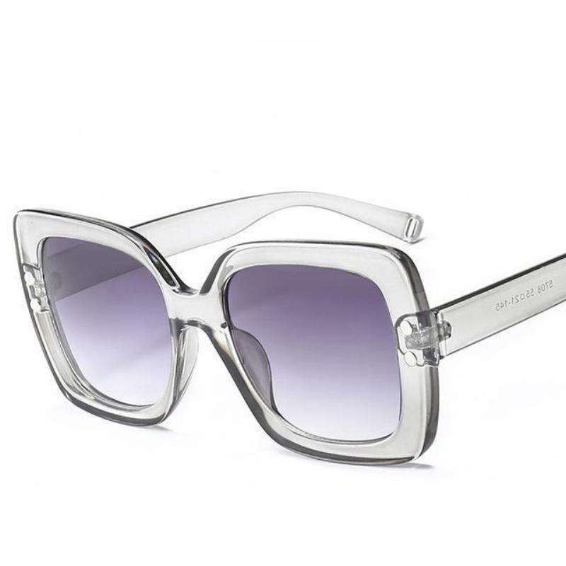 Retro Bold Frame Sunglasses Sunglasses Gray / as picture