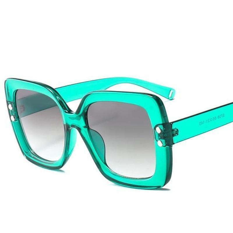 Retro Bold Frame Sunglasses Sunglasses Green / as picture