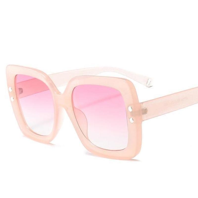 Retro Bold Frame Sunglasses Sunglasses Pink / as picture