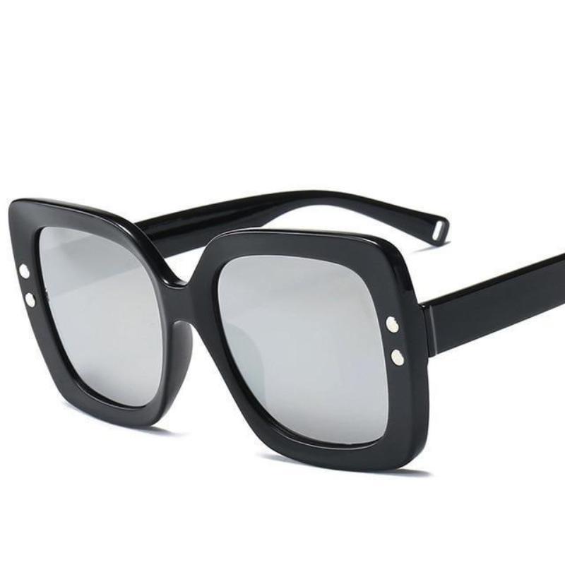 Retro Bold Frame Sunglasses Sunglasses Silver / as picture