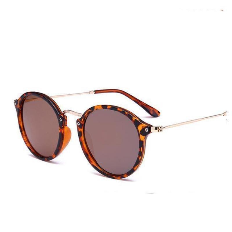 Retro Round Metal Frame Sunglasses Sunglasses C02Leopard Brown