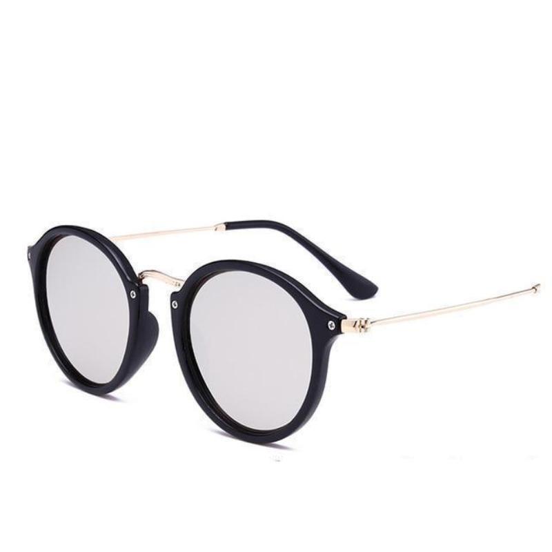 Retro Round Metal Frame Sunglasses Sunglasses C03BrightBlackSilver