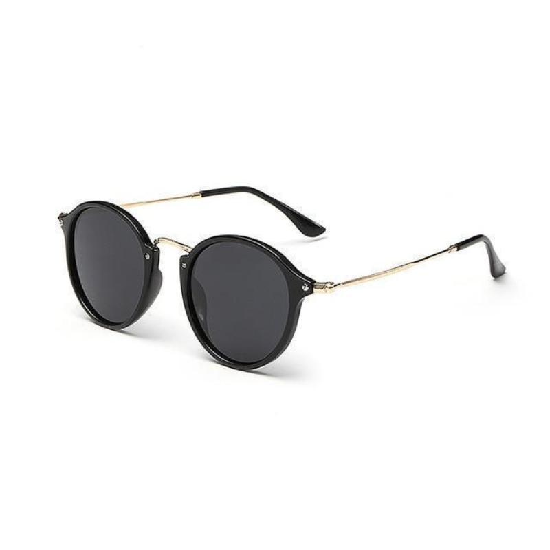 Retro Round Metal Frame Sunglasses Sunglasses C08PBrightBlack Grey