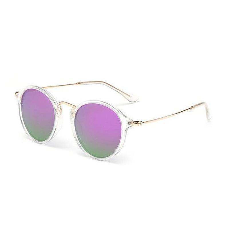 Retro Round Metal Frame Sunglasses Sunglasses C12Trans Purple