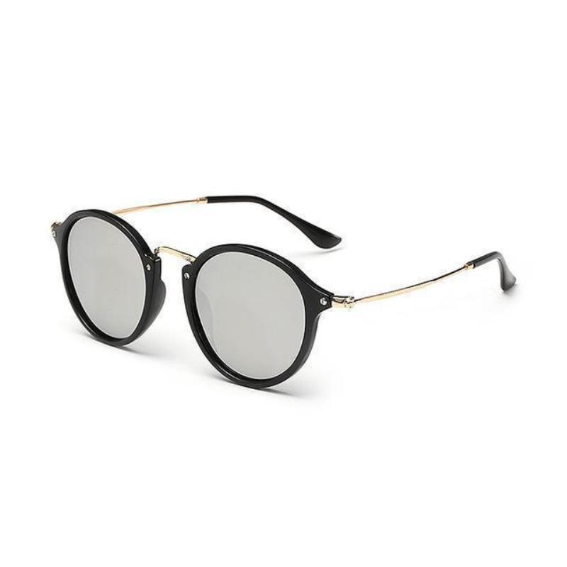 Retro Round Metal Frame Sunglasses Sunglasses C6PBrightBlackSilver