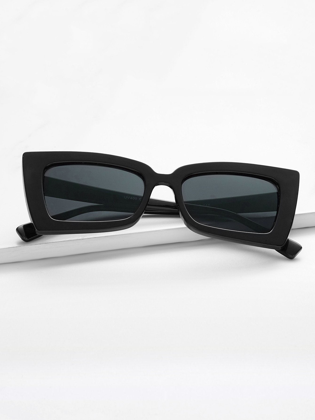 Retro Square Pointed Sunglasses Sunglasses Black Black