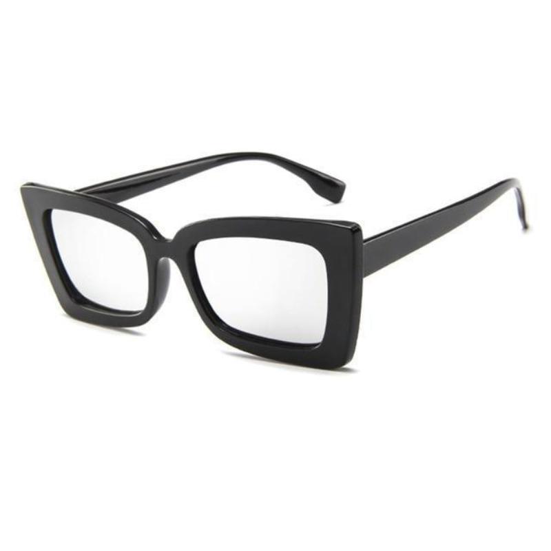 Retro Square Pointed Sunglasses Sunglasses Black Silver