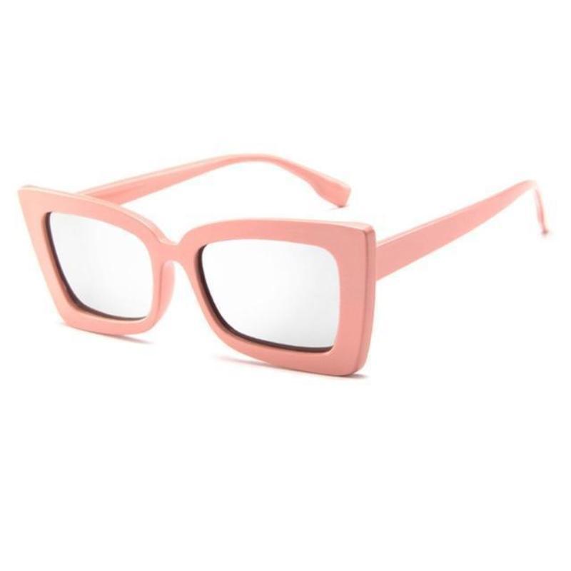 Retro Square Pointed Sunglasses Sunglasses Pink Silver