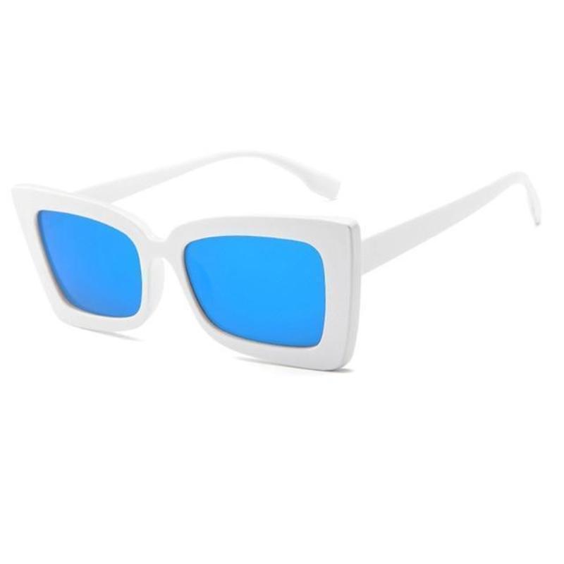 Retro Square Pointed Sunglasses Sunglasses White Blue