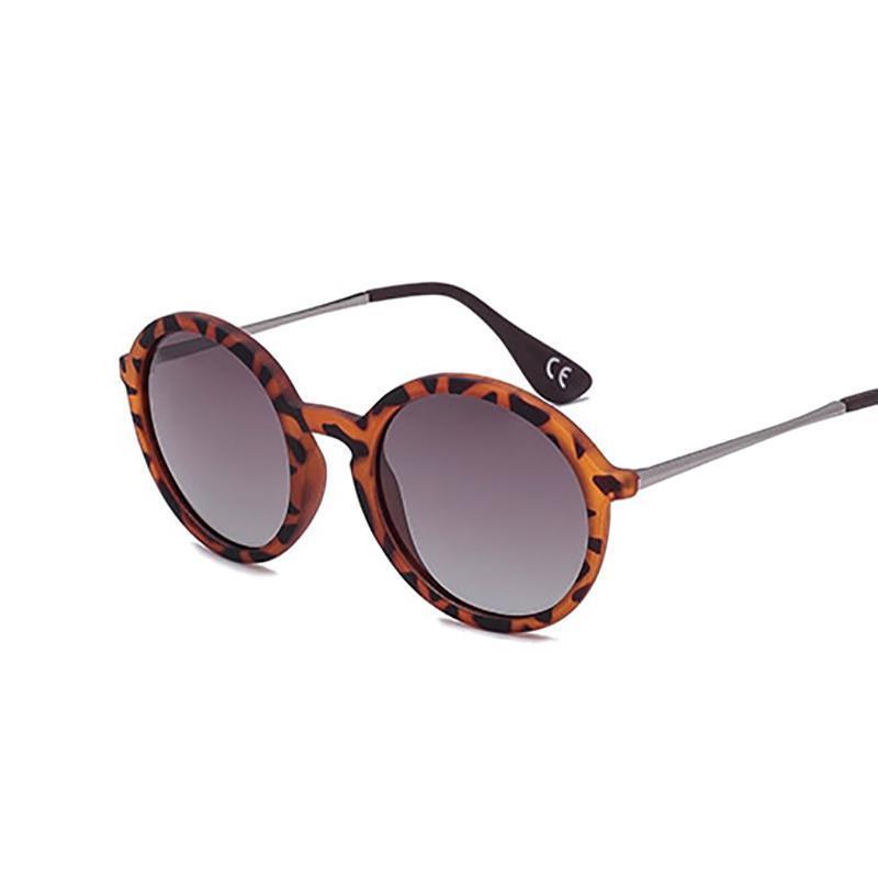 Round Frame Vintage Polarized Sunglasses Sunglasses C02 Leopard Brown
