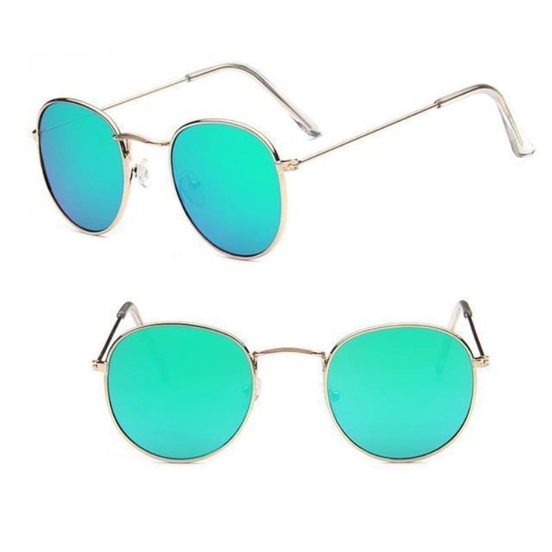 Round Mirror Sunglasses Sunglasses gold green