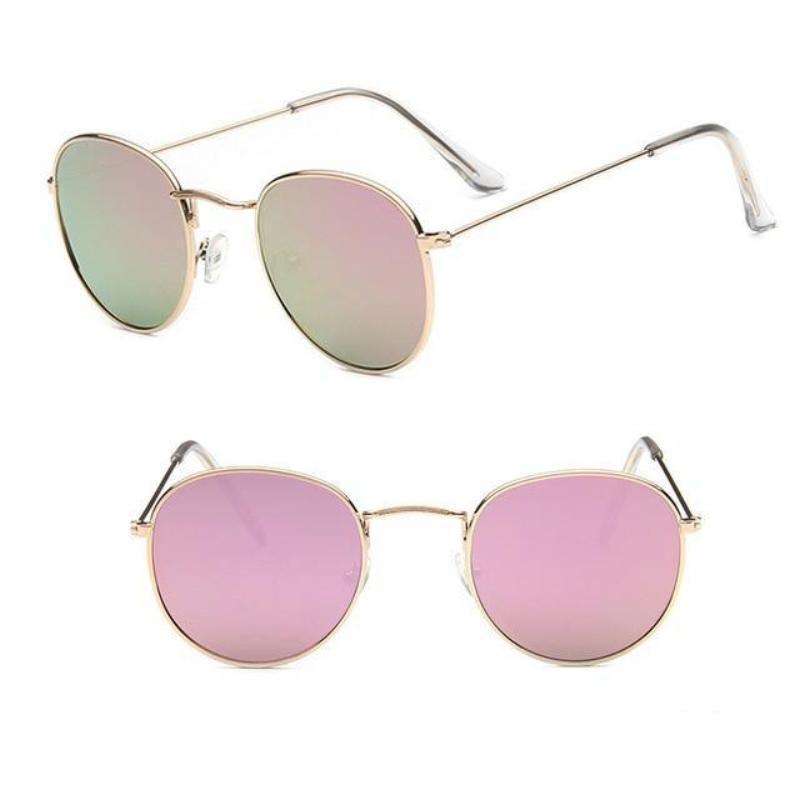 Round Mirror Sunglasses Sunglasses gold pink