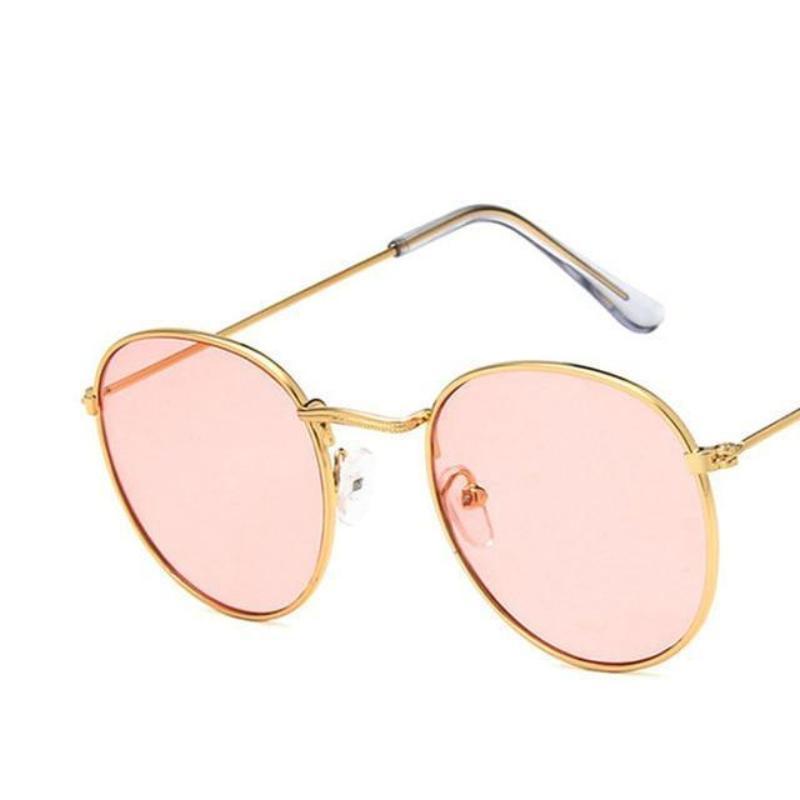 Round Mirror Sunglasses Sunglasses Gold Pink1