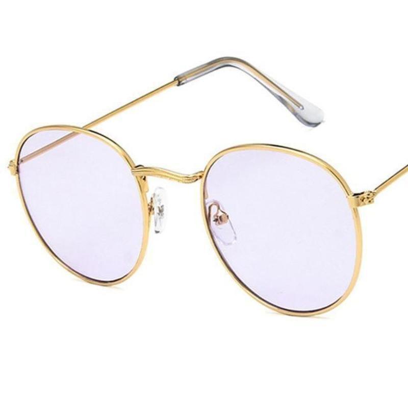 Round Mirror Sunglasses Sunglasses Gold Purple1