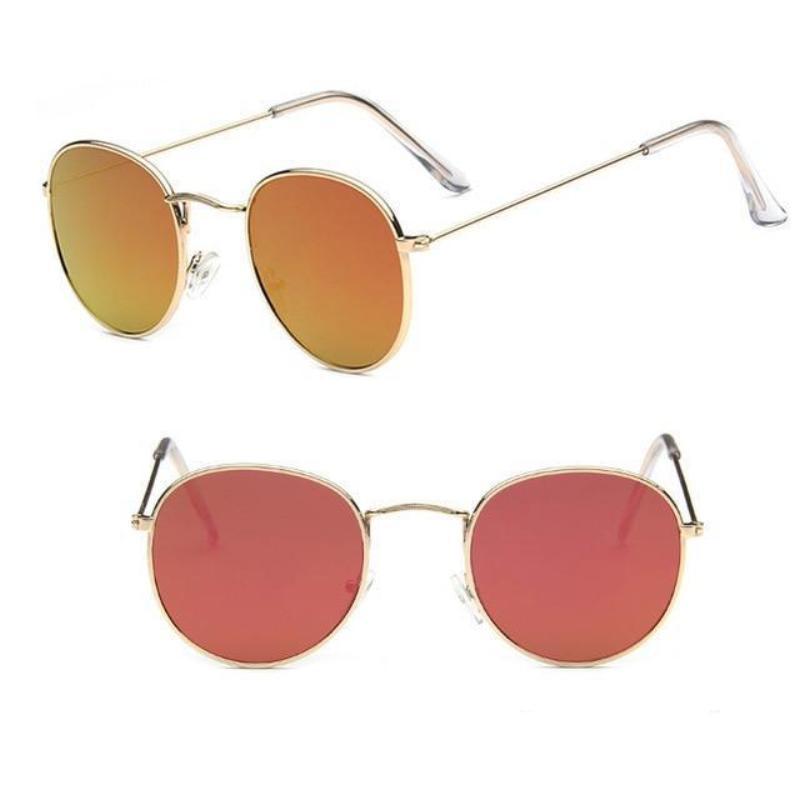 Round Mirror Sunglasses Sunglasses gold red