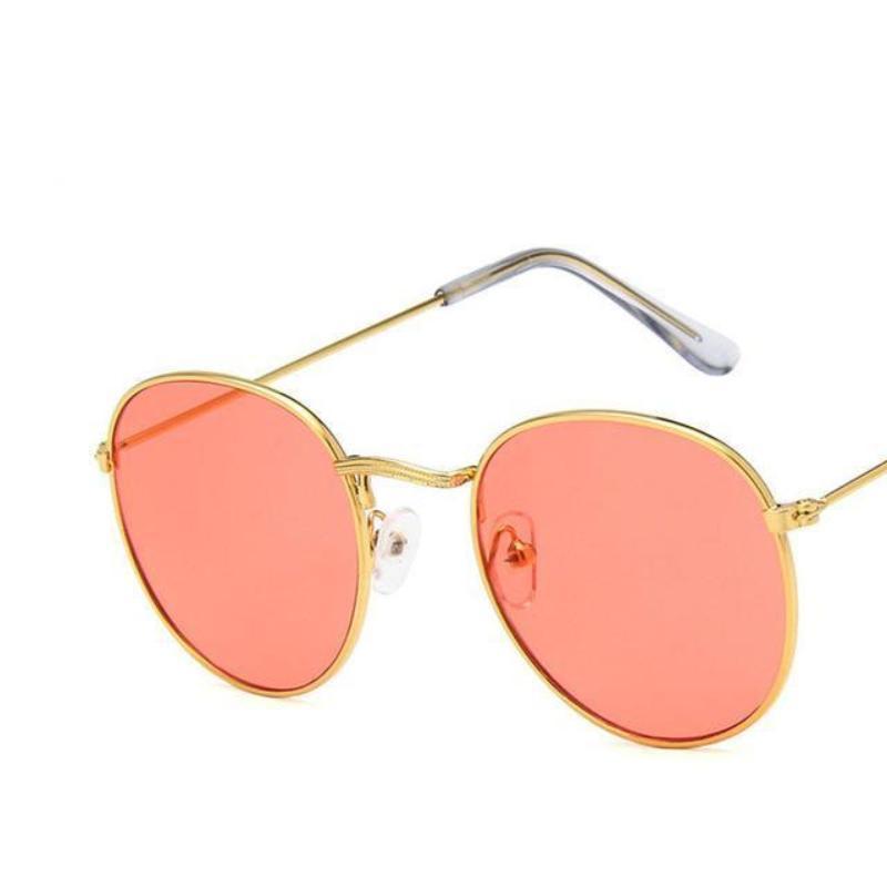 Round Mirror Sunglasses Sunglasses Gold Red1