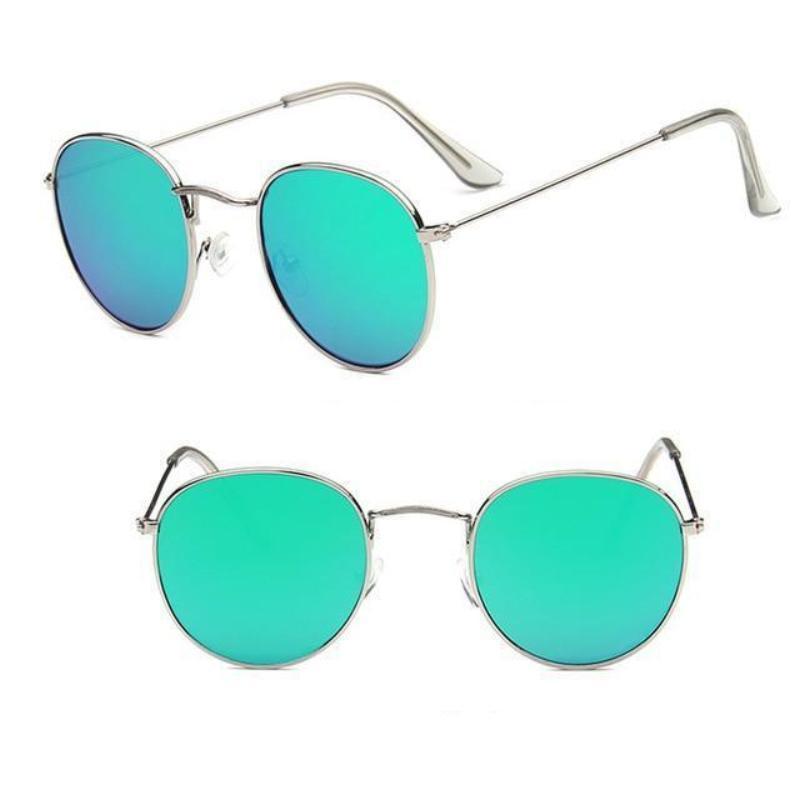 Round Mirror Sunglasses Sunglasses silver green