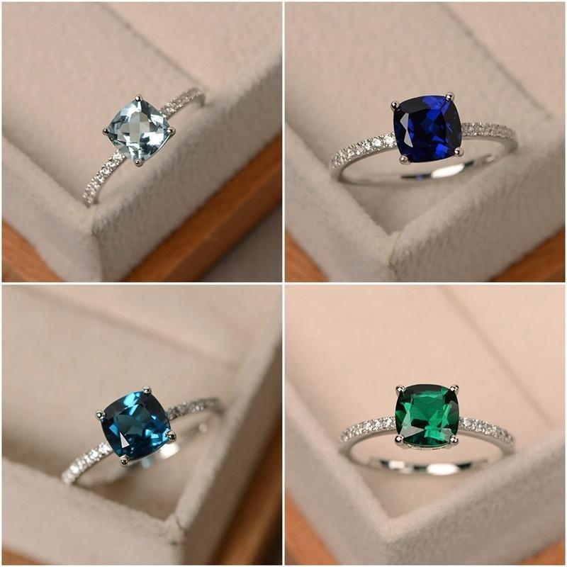 Square Birthstone Ring Rings 6 / LB