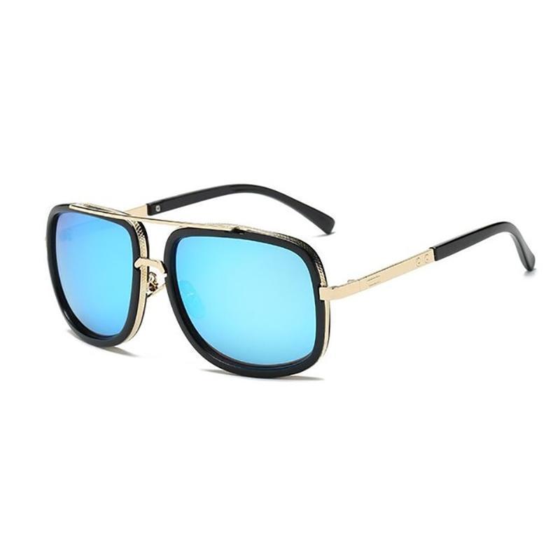 Square Lens Luxury Vintage Metal Big Frame Sunglasses Sunglasses Blue