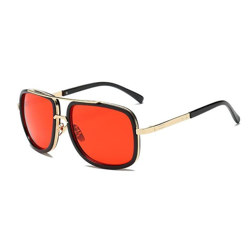 Square Lens Luxury Vintage Metal Big Frame Sunglasses Sunglasses Red