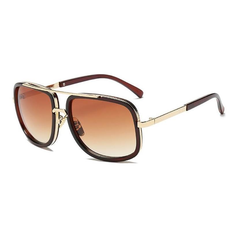 Square Lens Luxury Vintage Metal Big Frame Sunglasses Sunglasses Tea