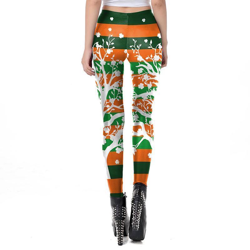 St Patrick's Day Design Leggings - Orange Leaf Irish Leggings S