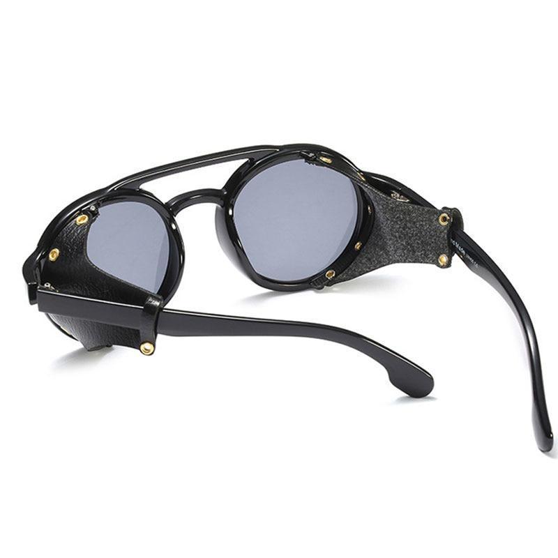 Steampunk Round Retro Shades Sunglasses Sunglasses C1 bright black