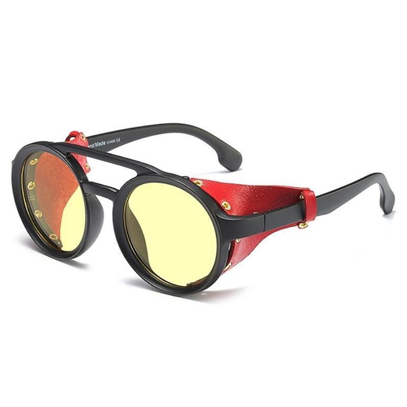 Steampunk Round Retro Shades Sunglasses Sunglasses C6 red yellow