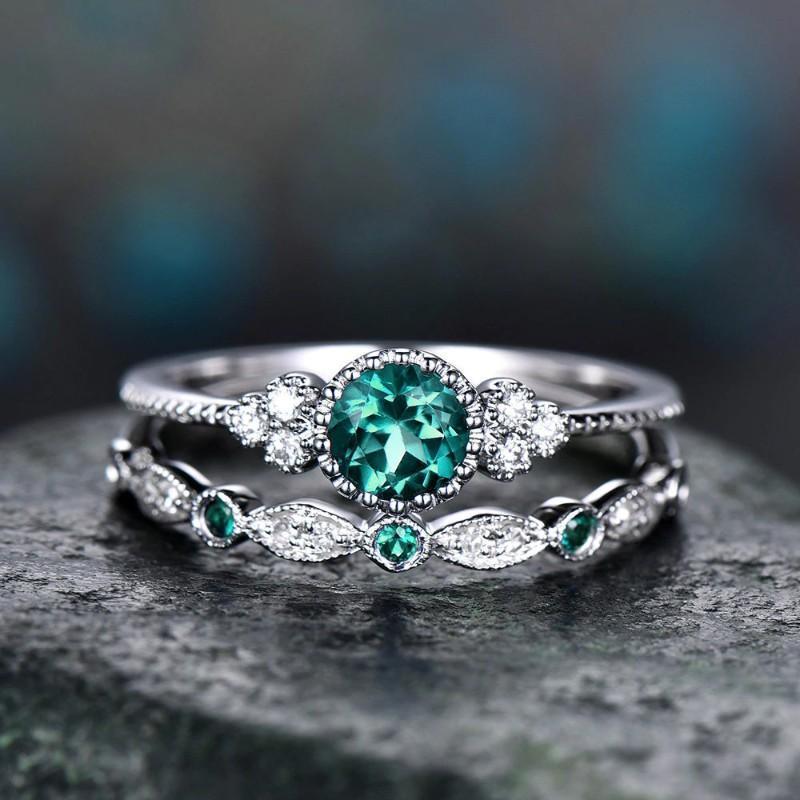 Sublime Queen Emerald May Birthstone Rings 5 / Y011 Green