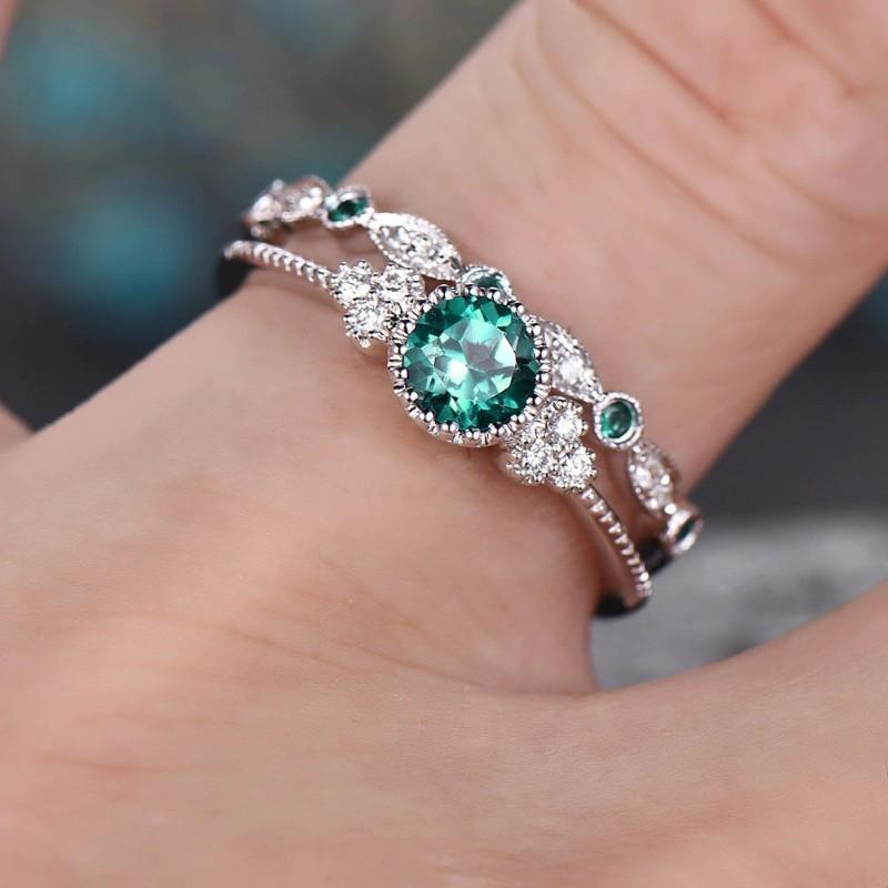 Sublime Queen Emerald May Birthstone Rings 5 / Y011 Green