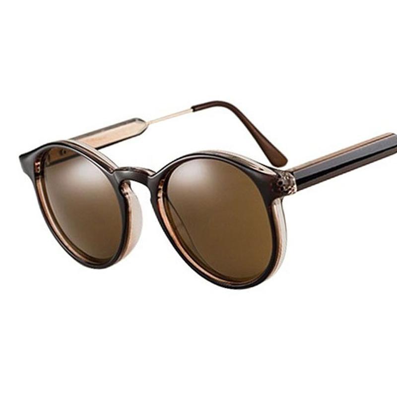 Thick Frame Round Vintage Shades Sunglasses Black