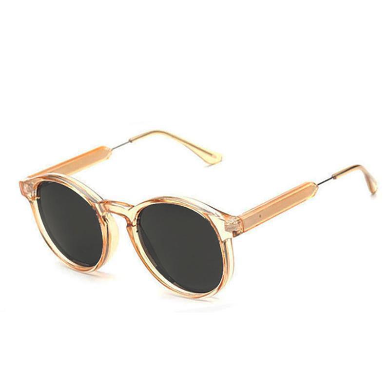 Thick Frame Round Vintage Shades Sunglasses Champagne