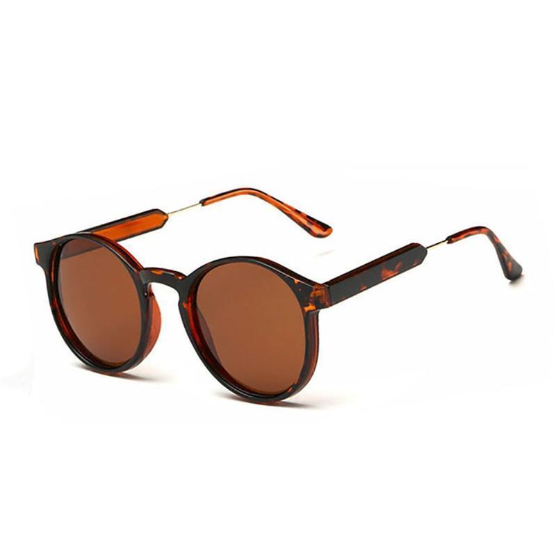 Thick Frame Round Vintage Shades Sunglasses Leopard