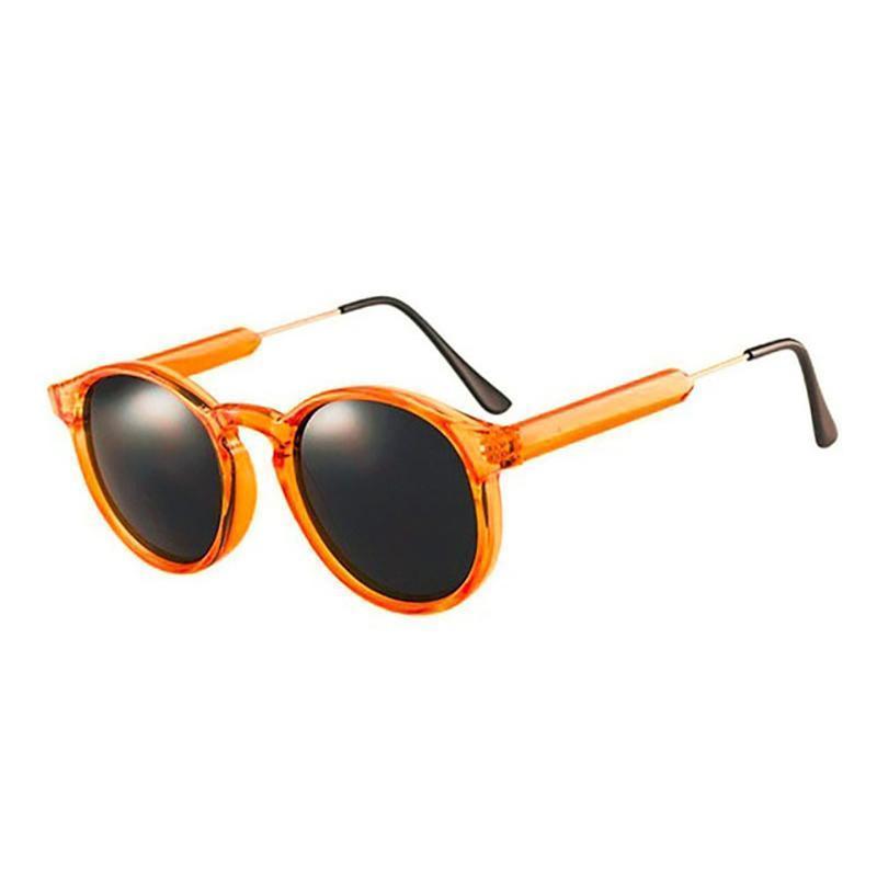 Thick Frame Round Vintage Shades Sunglasses Transparent Orange