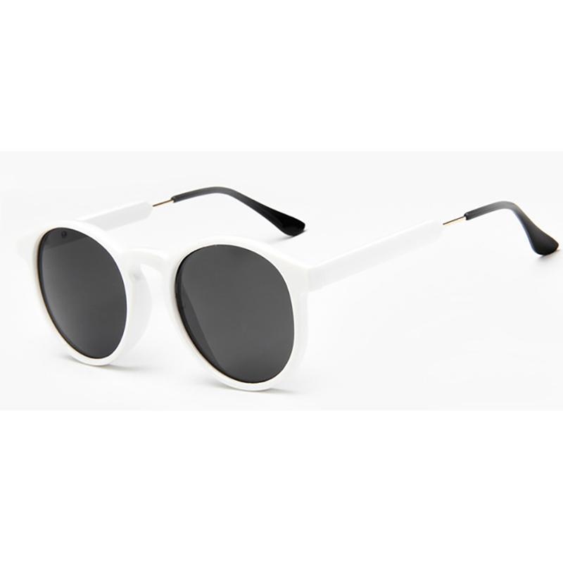 Thick Frame Round Vintage Shades Sunglasses White