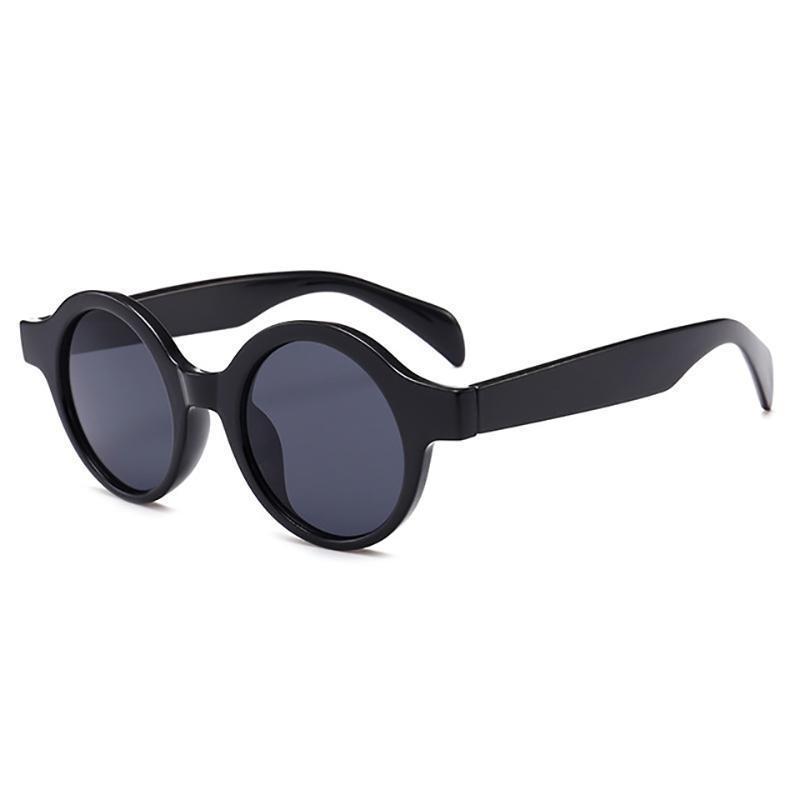 Village Retro Round Thick Frame Sunglasses Sunglasses Black