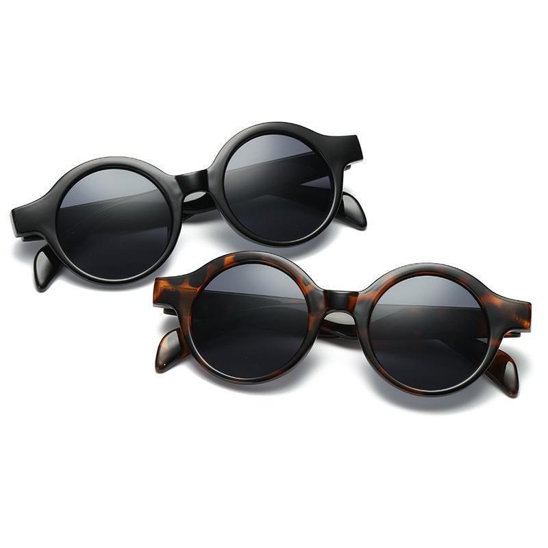 Village Retro Round Thick Frame Sunglasses Sunglasses Leopard