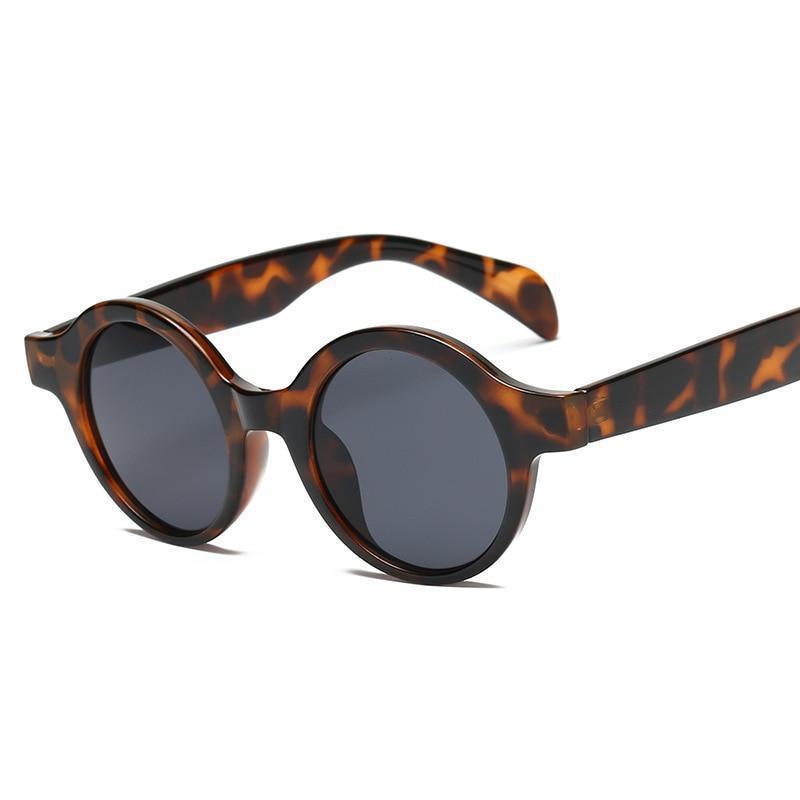 Village Retro Round Thick Frame Sunglasses Sunglasses Leopard