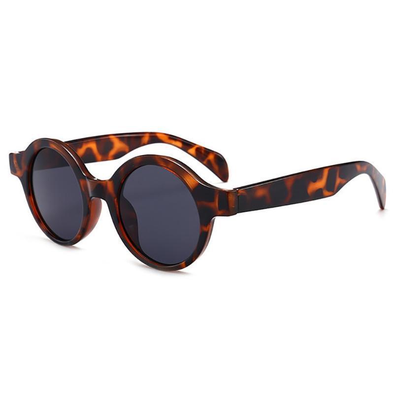 Village Retro Round Thick Frame Sunglasses Sunglasses Leopard