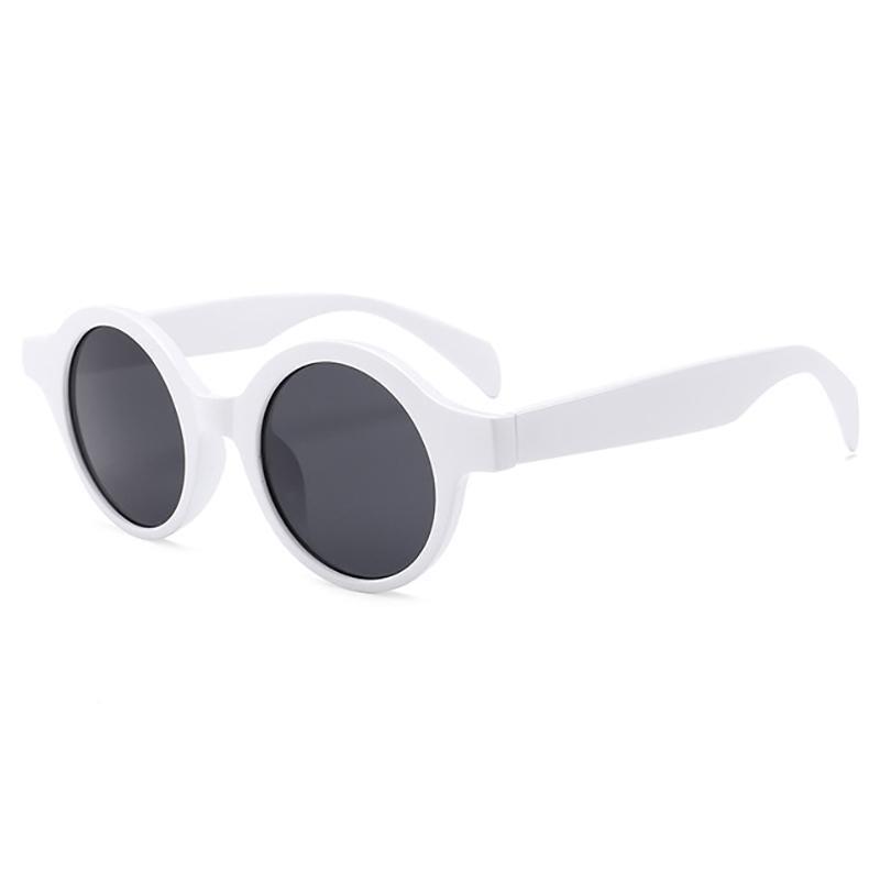 Village Retro Round Thick Frame Sunglasses Sunglasses WHITE