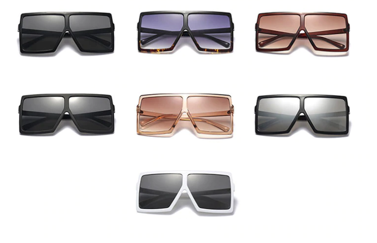 Vintage Oversized Square Sunglasses Sunglasses Black